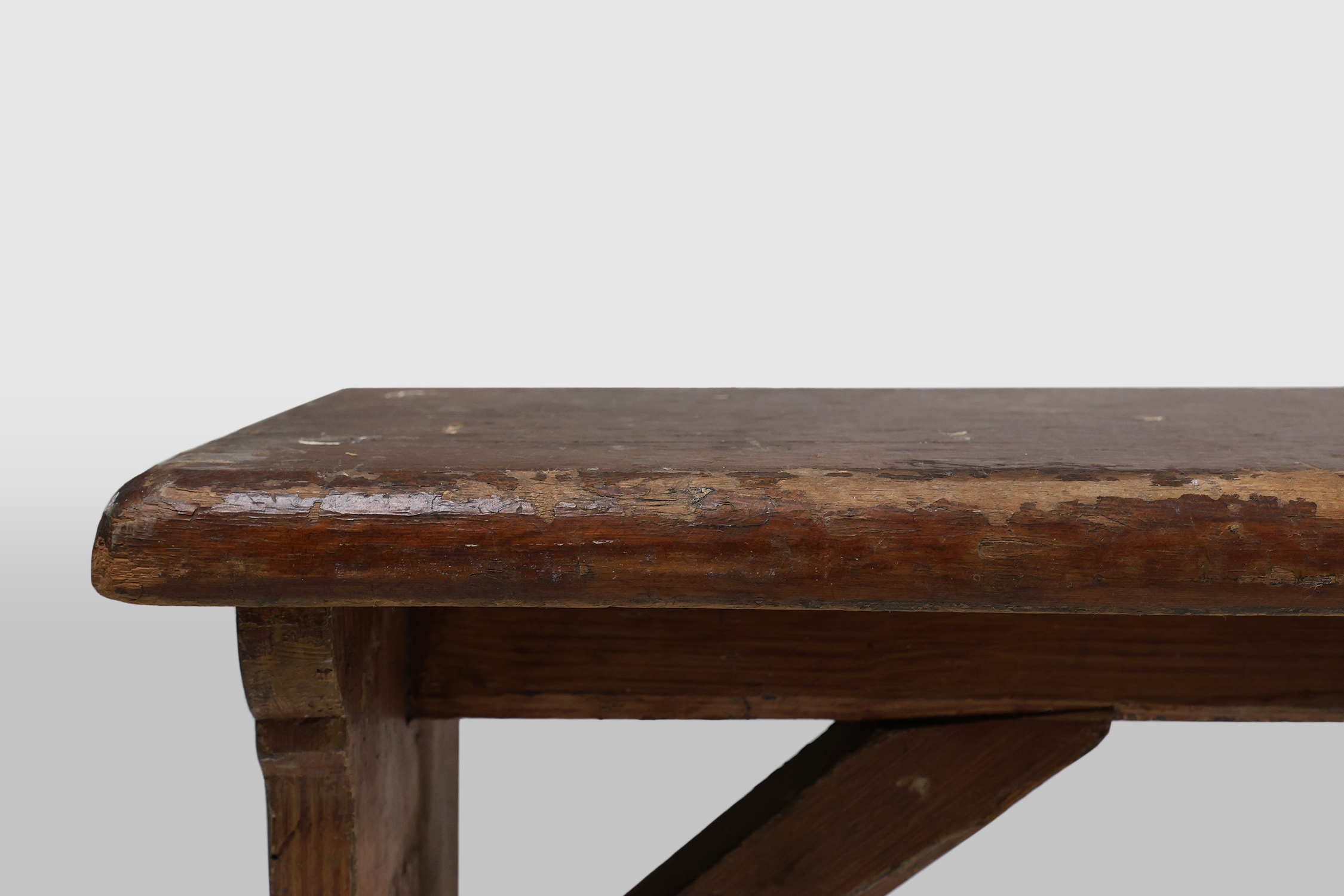 Rustic French bench in oak with carvings and nice patina, ca. 1850thumbnail